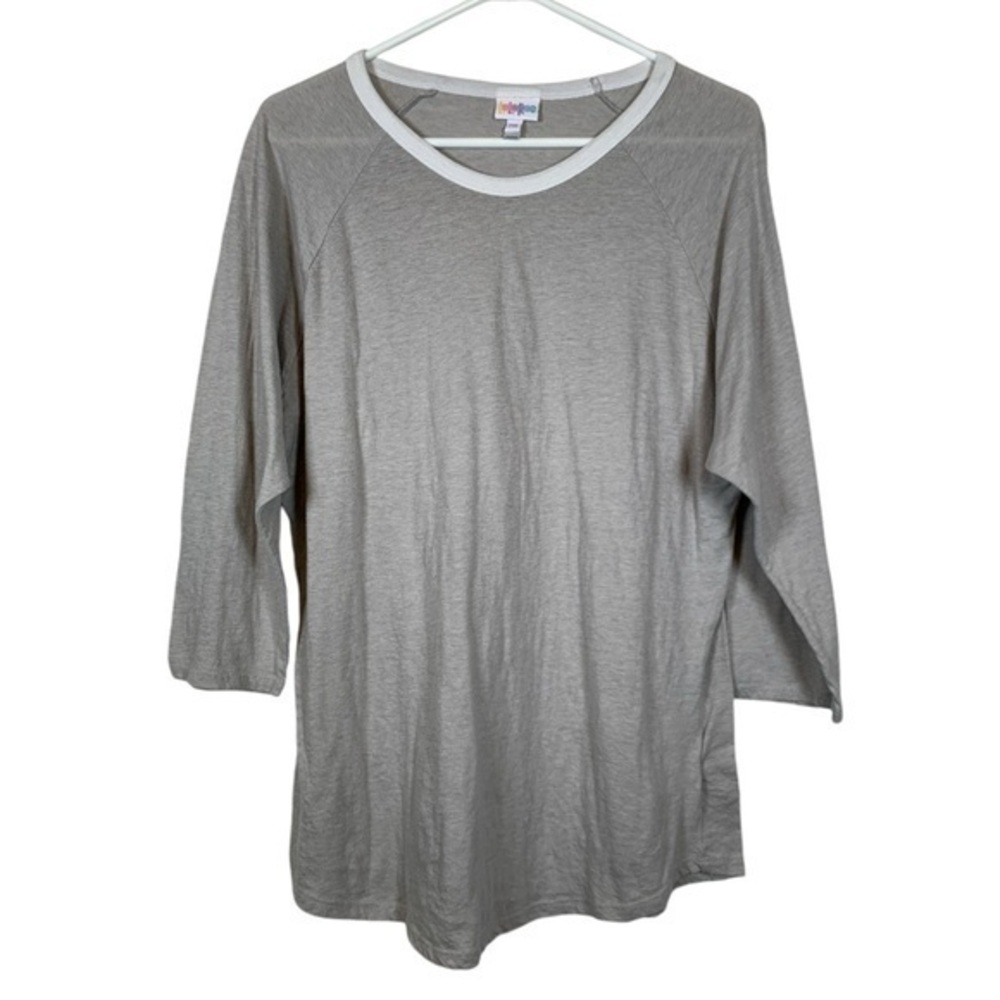 Lularoe Gray White 3/4 Randy Baseball Tee Shirt Size 2XL EUC #DS-1533